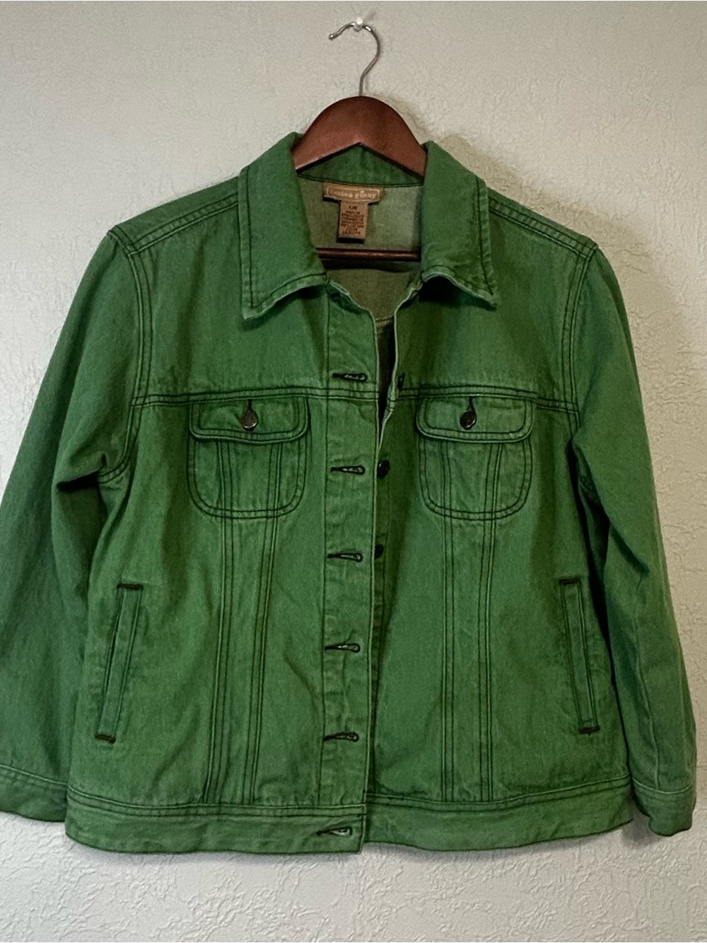 Vintage Cotton Ginny green denim jacket in size L/G.